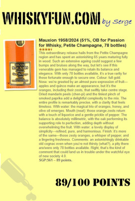 Cognac Mauxion Petite Champagne 1958 Selected by Passion for Whisky